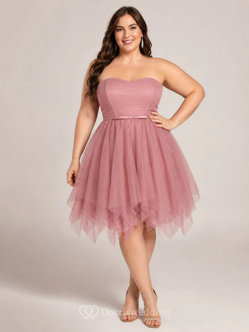 A-line Short Strapless A-line Tulle Dress view 4