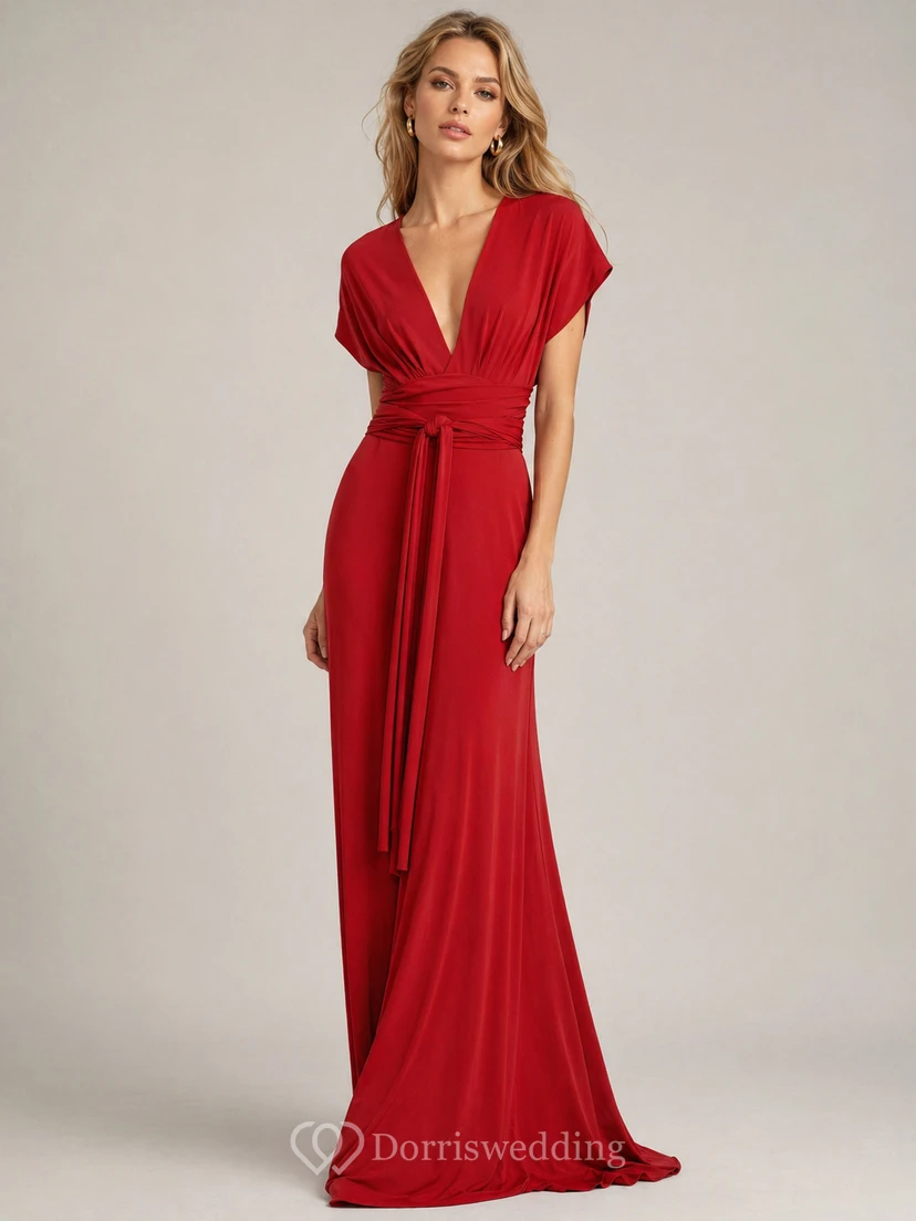 Robe de demoiselle d'honneur élégante d'inspiration grecque avec ceinture à nouer view 9