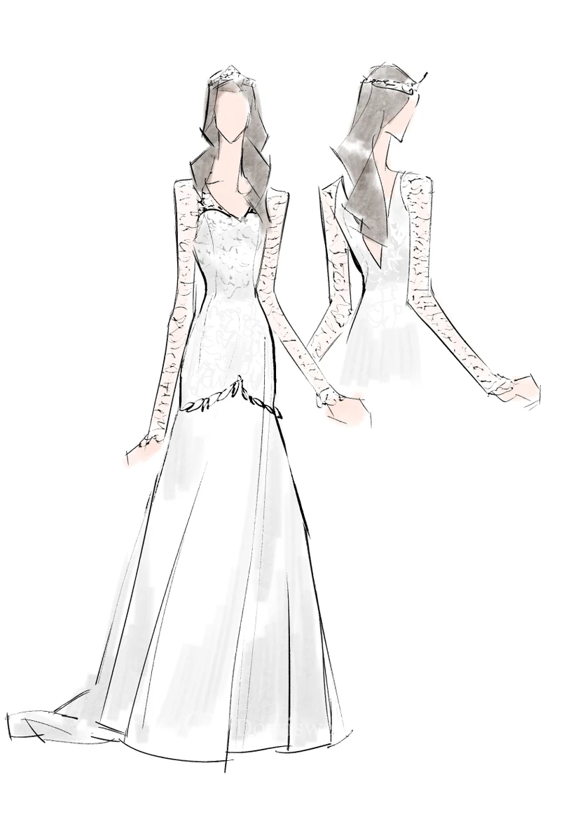 Romantisches Boho-Hochzeitskleid mit langen Ärmeln, sexy tiefem V-Ausschnitt, rückenfreiem Spitzenbesatz und Spitze view 4