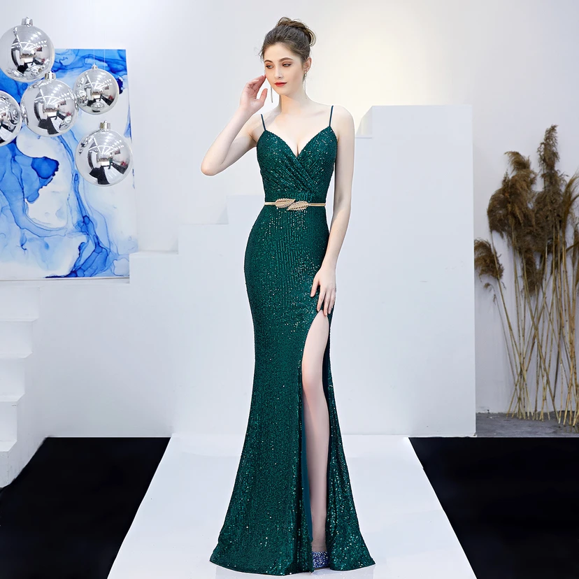 Märchenhaftes, verträumtes Promi-Party-, sexy, langes, schlankes Abendkleid mit Meerjungfrauenschnitt view 11