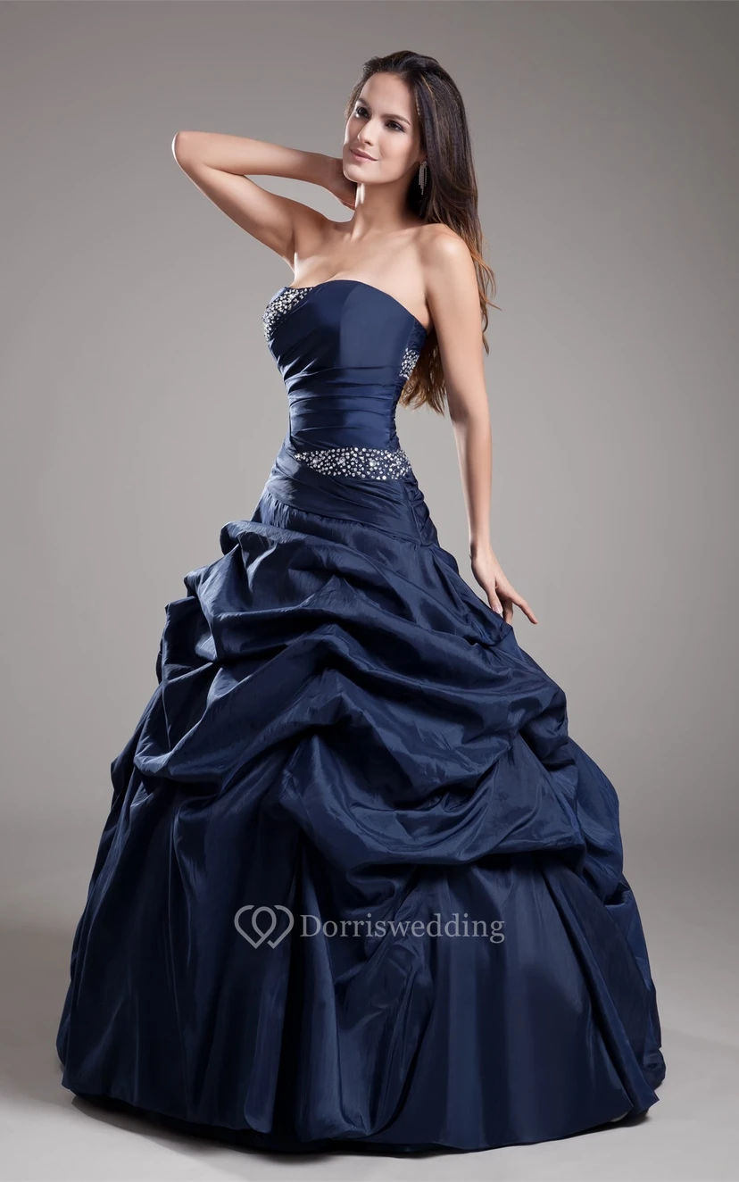 Sweetheart Pick-Up Satin Ball-Gown With Rhinestone view 2