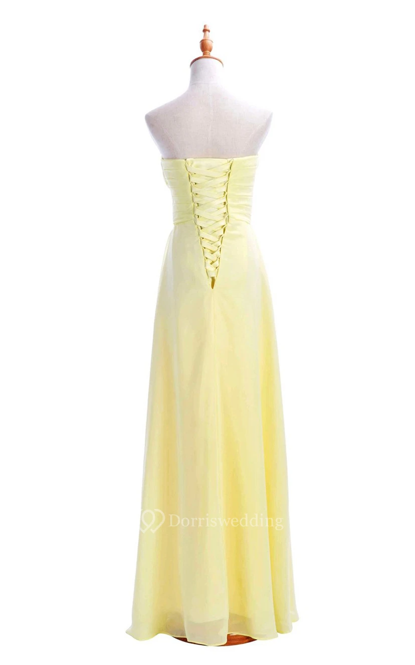 Sweetheart Criss-cross Chiffon A-line Dress With Lace-up Back view 5