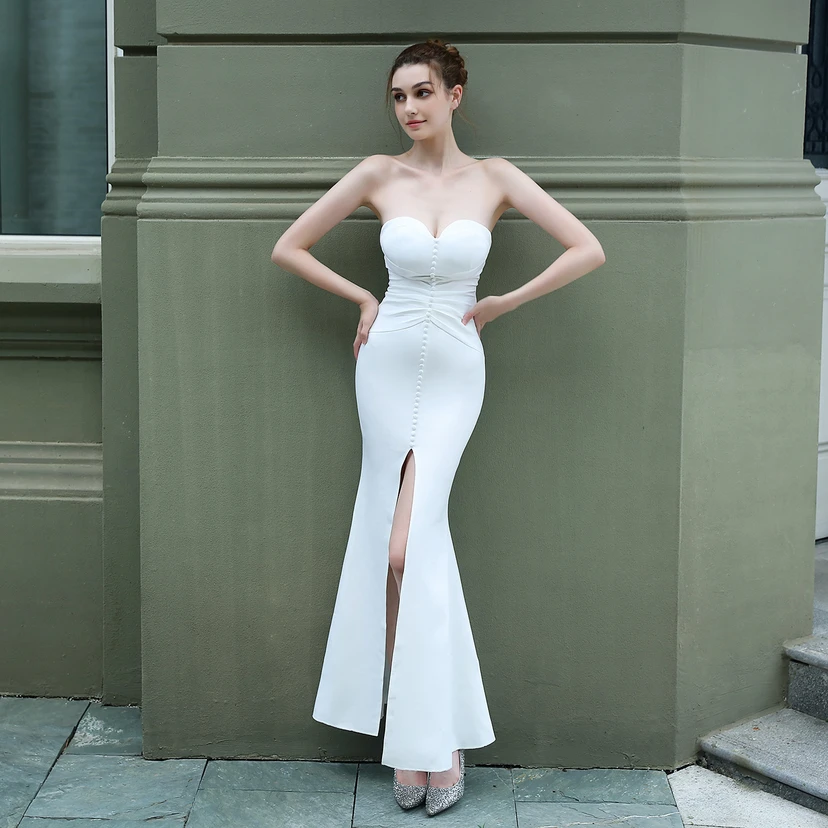 Toast Dress Bride Long Tube Top Thank You Banquet Slim Fishtail Skirt Wedding Car Model Exhibition Dress view 12