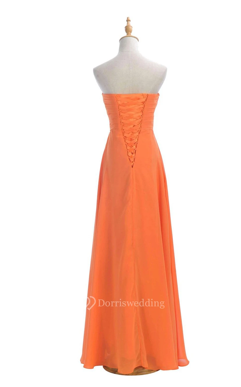 Sweetheart Criss-cross Chiffon A-line Dress With Lace-up Back view 43