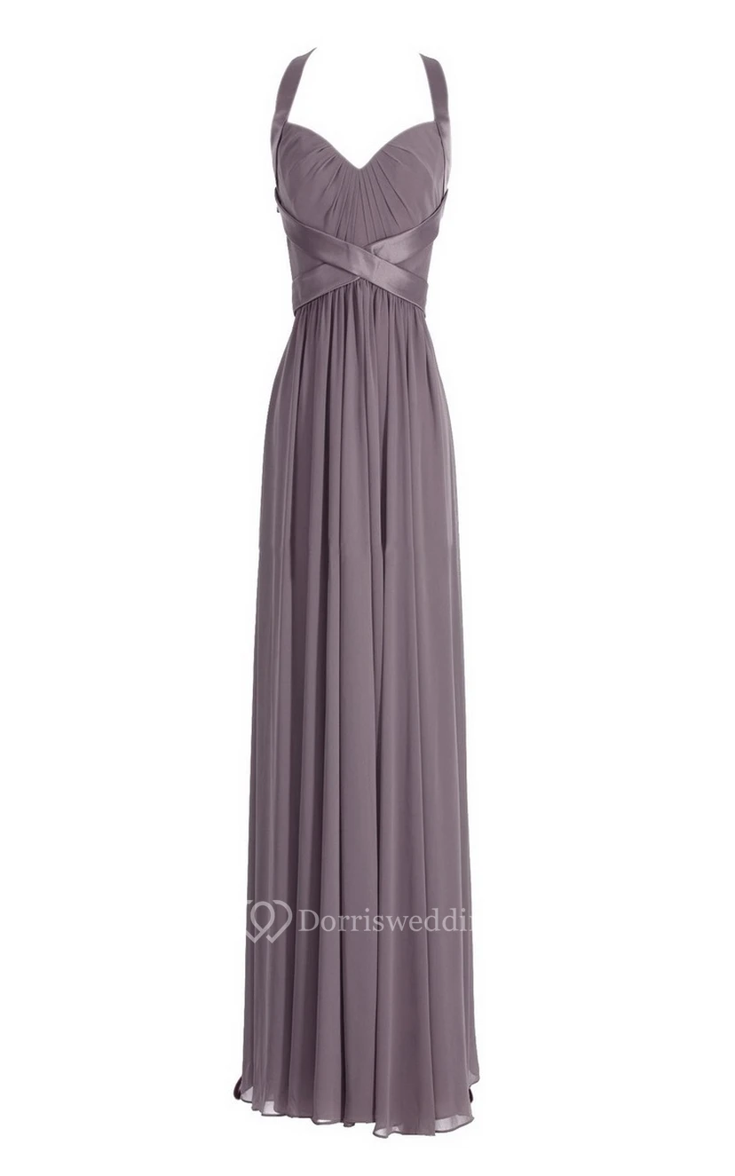 Sleeveless Empire Long Chiffon Crisscross Dress view 21