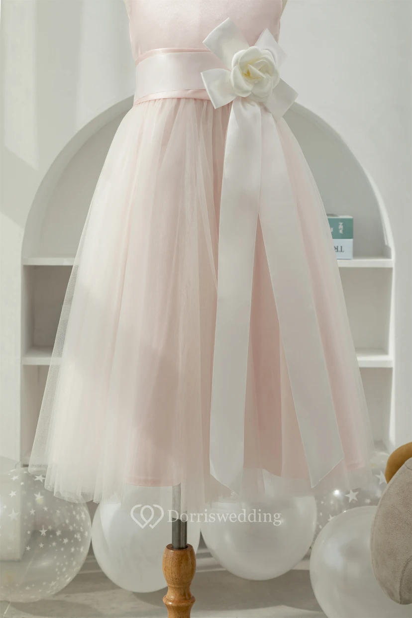 Petal Scoop Sleeveless A-line Tulle Flowergirl Dress view 4