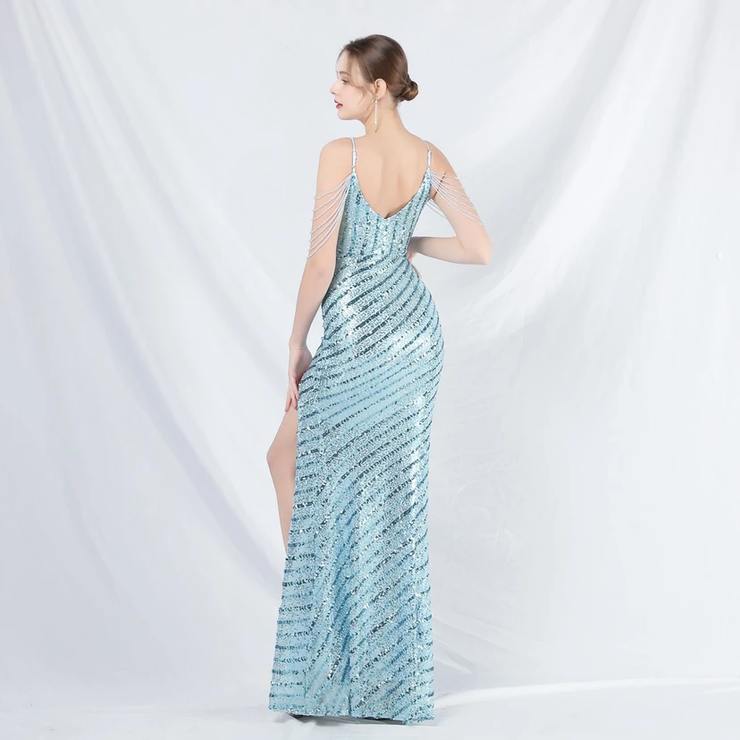 Craft Beaded Long Suspender Evening Dress view 59