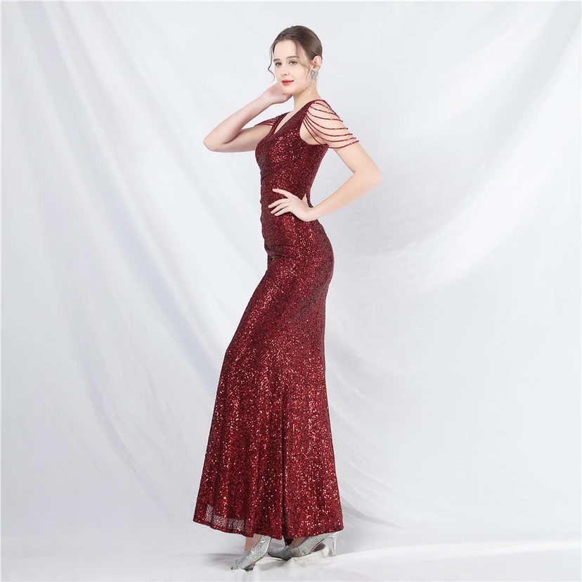 Cross-Border Dress Crafted Custom-Made Beaded Sequined Long Evening Dress view 5