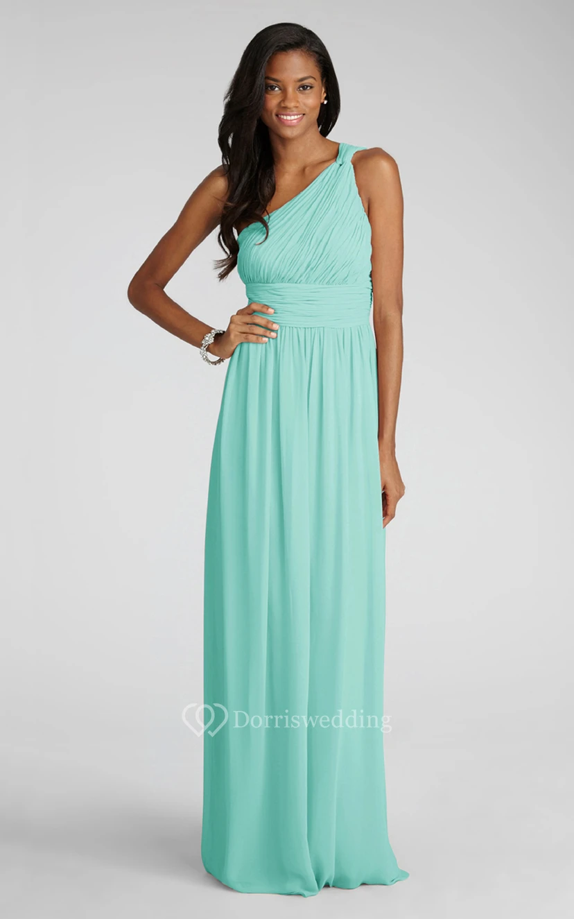 Long-Chiffon Modern One-Shoulder Dress With Ruching view 25