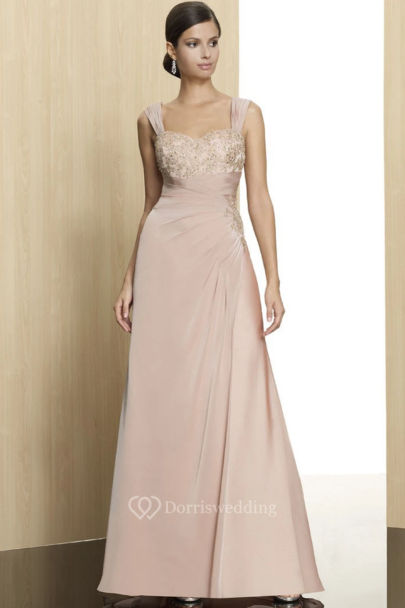 Sleeveless Appliqued Strapped Jersey Formal Dress With Draping