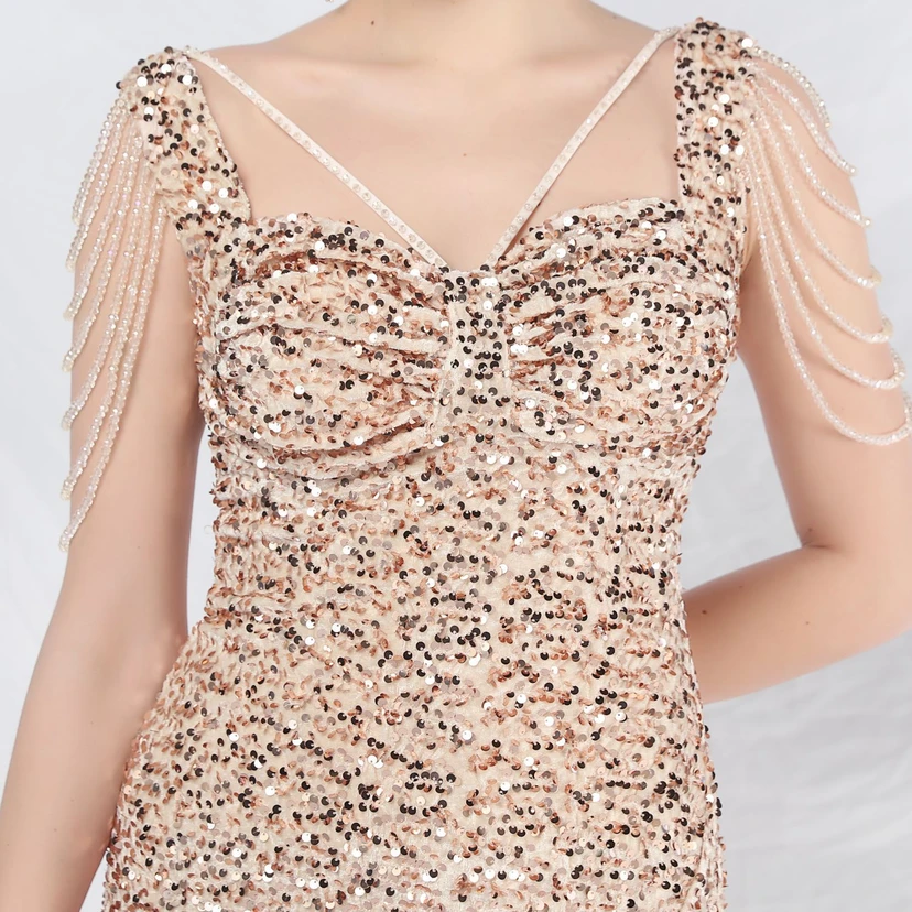 Ladies And Celebrities Formal Occasions Velvet-Bottomed Hand-Beaded Long Evening Dress view 17