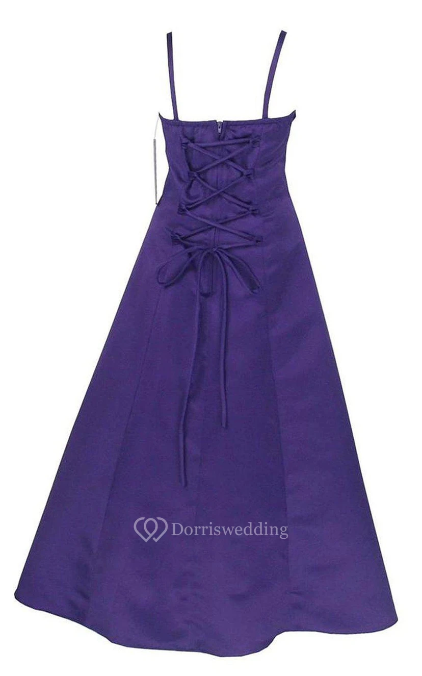 Sleeveless A-line Pleated Criss Cross Dress With Spaghetti Straps view 3