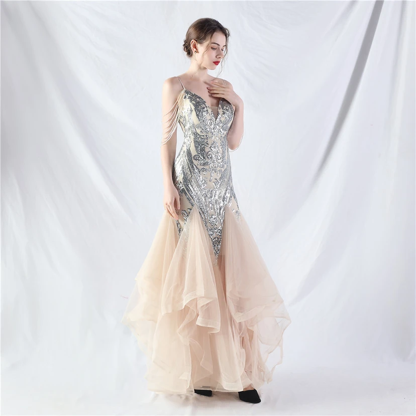 Handgefertigte Perlen, festes Netz, Positionierungsblumenperlen, Spleißnetz, heißes Tanz-Feier-Performance-Kleid view 53