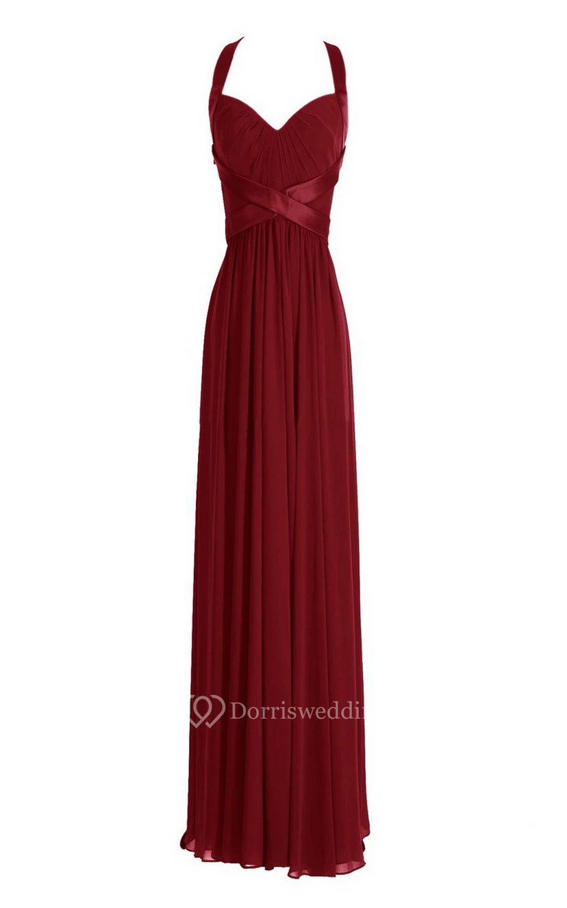 Sleeveless Empire Long Chiffon Crisscross Dress view 14