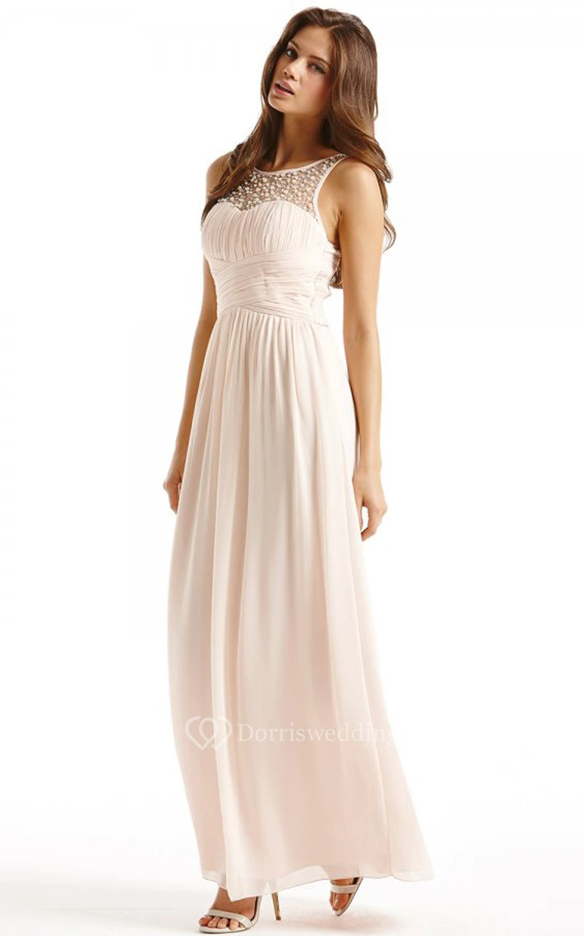 Scoop Neckline Modest A-Line Gown With Squared Back view 24