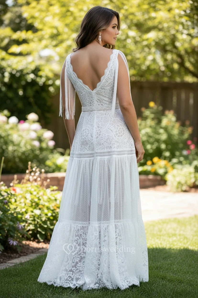 Vestido bohemio holgado de corte imperio para tallas grandes view 2
