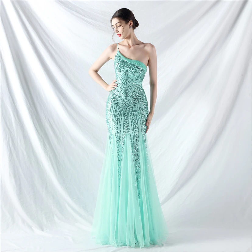 Crafted Beaded Positioning Flower Beads Splicing Mesh Gauze High-End Evening Dress view 79