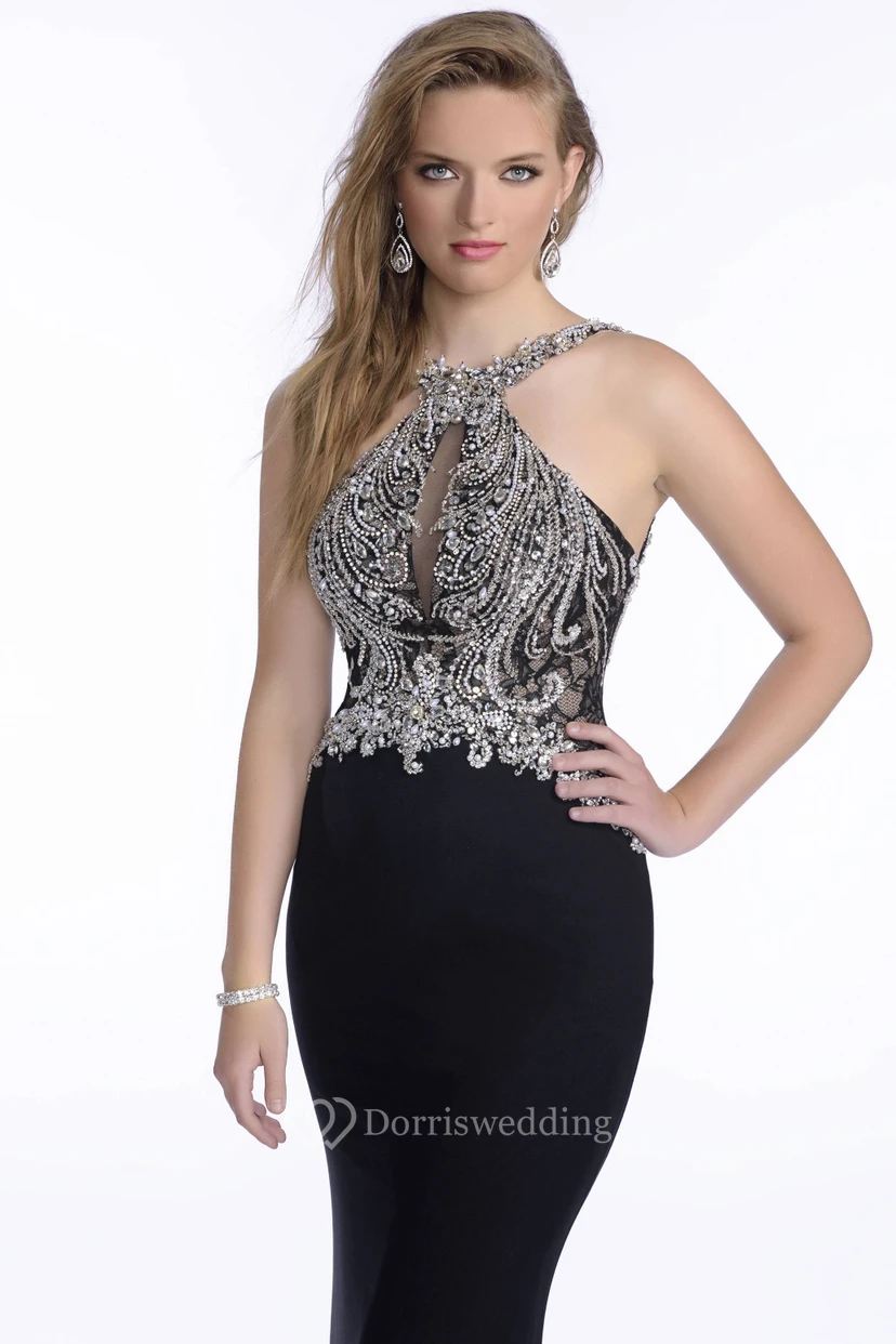 Sheath Chiffon Sleeveless Prom Dress With Sophisticated Beaded Bodice view 3