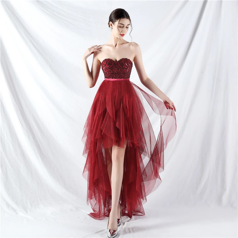 Kleid mit positionierten Blumenperlen und gespleißtem Netzstoff view 29