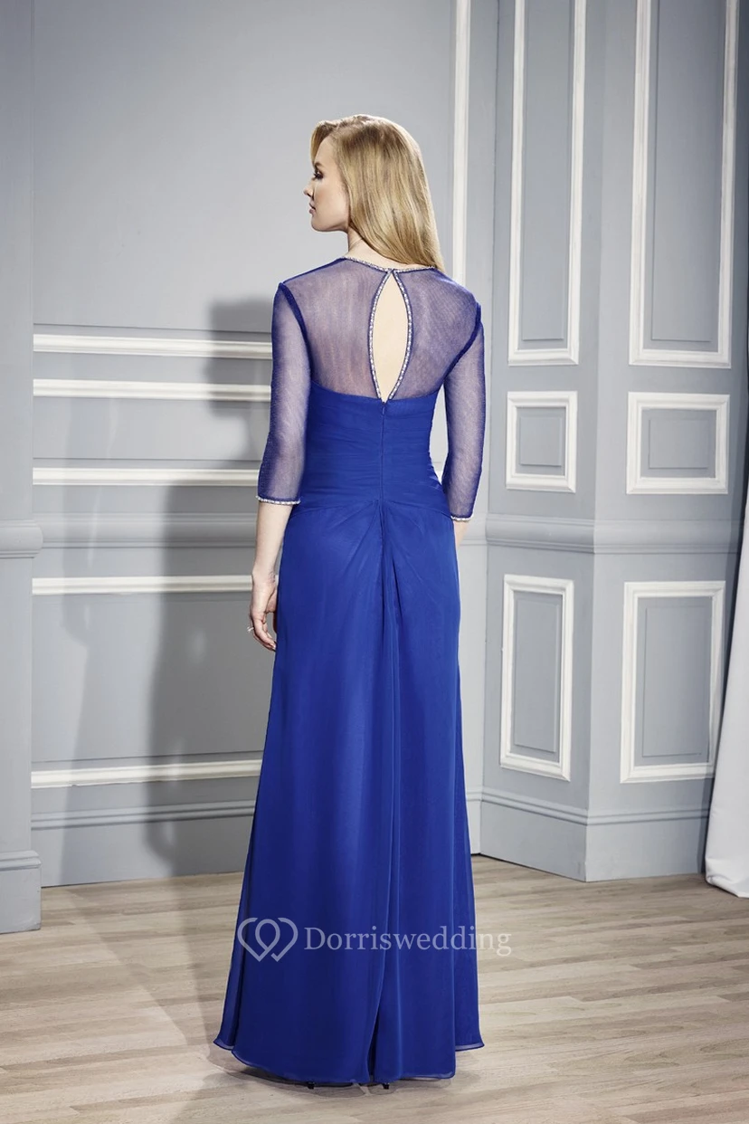 Robe de mère de la mariée en jersey à manches 3-4 et décolleté croisé en forme de cœur view 2