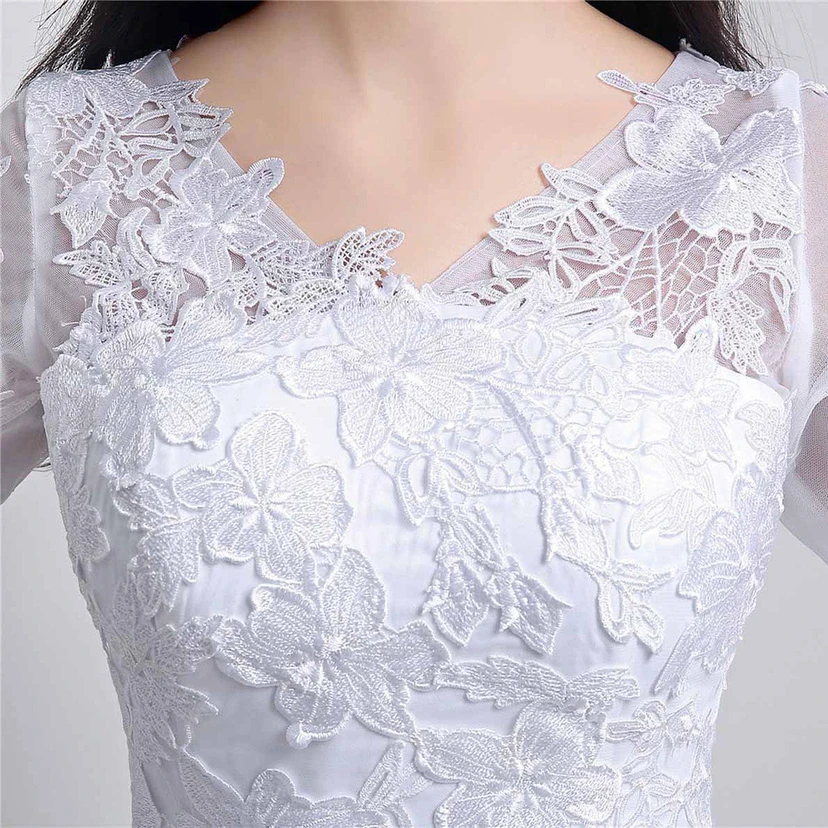Noble Knee-length Lace and Tulle Dress With Long Sleeves view 5