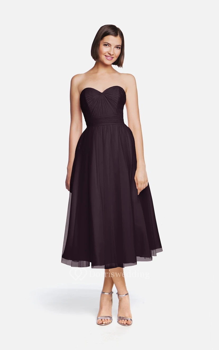Tulle Tea-Length Angelic Dress With Sweetheart Neck view 16