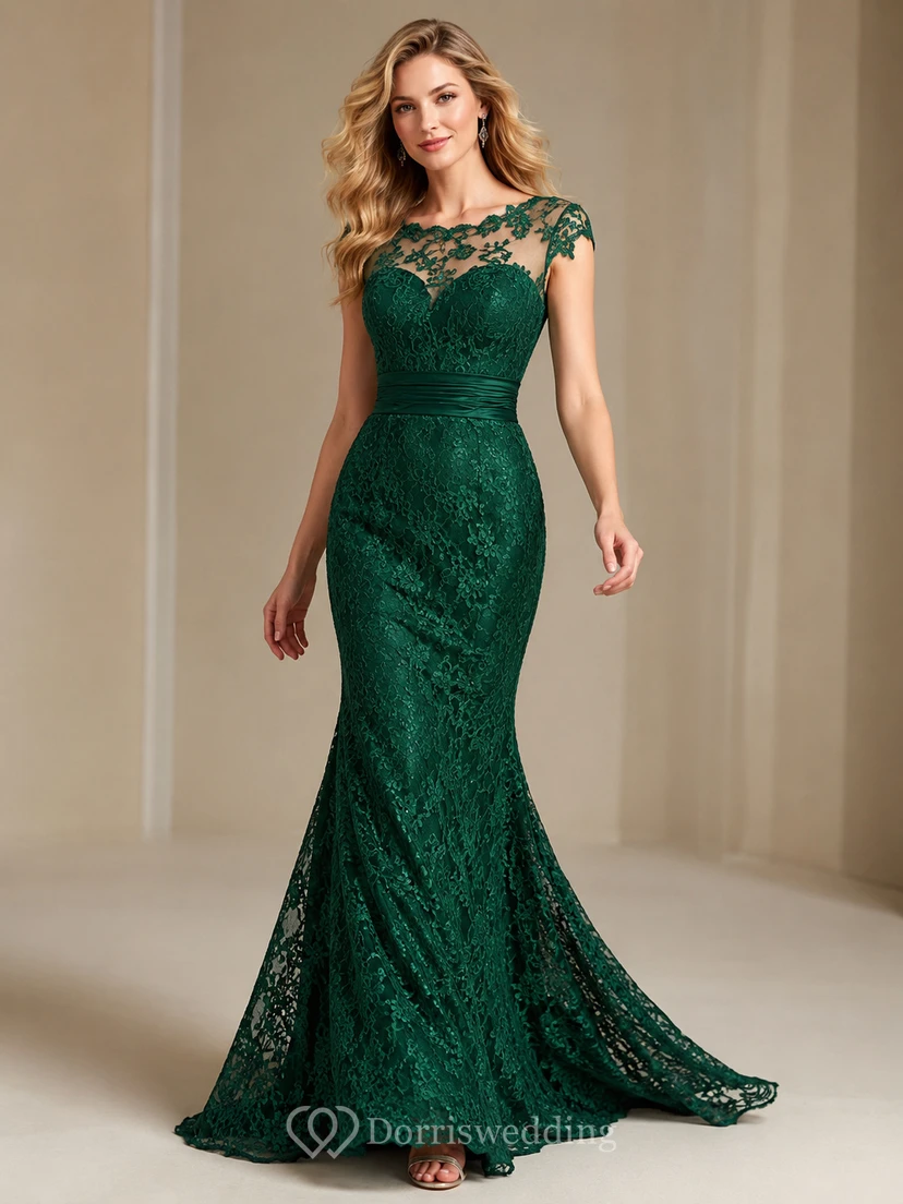 Trompeten-Maxikleid, ärmellos, plissiert, mit Perlenstickerei, Spitze und Satin view 3