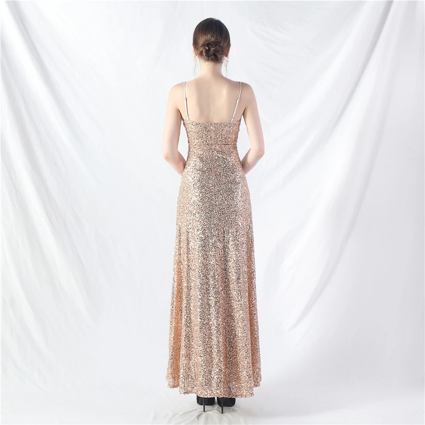 Robe longue trapèze évasée à paillettes, modèle phare du quotidien view 42