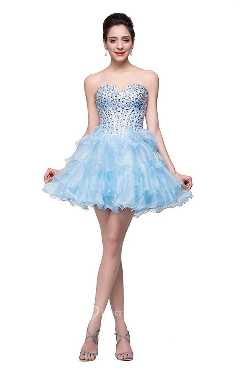 Glamouröses, herzförmiges Kristall-Abendkleid aus Organza view 5