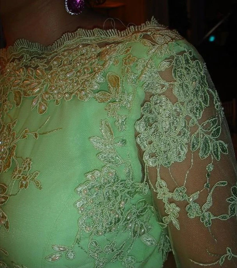 Lace Long Sleeve Open Back Dress New Arrival Gorgeous Gowns for Proms Appliques 3-4 Chiffon Evening view 4