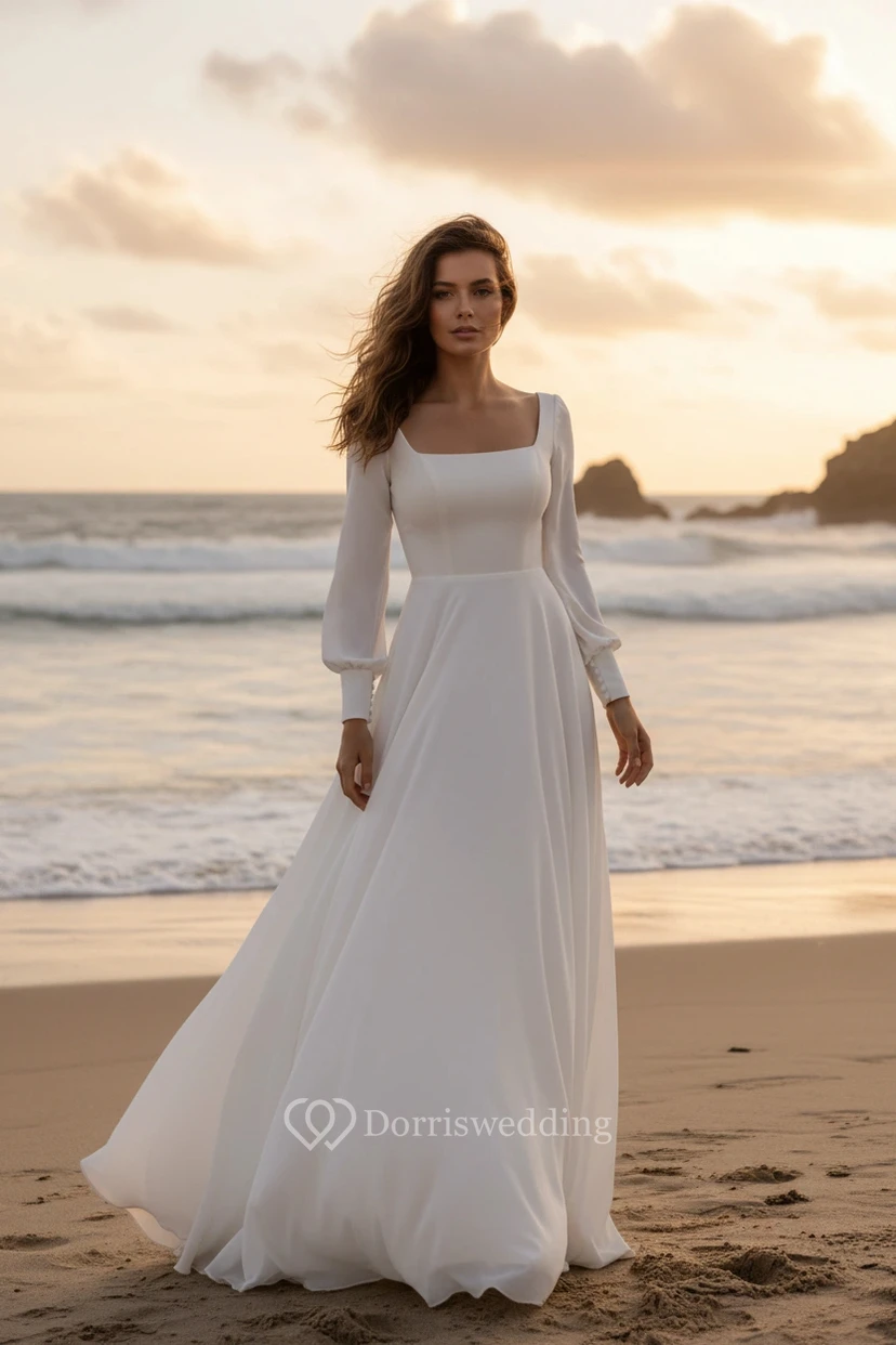 Regency Inspired Square Neck Bridal Dress view 2