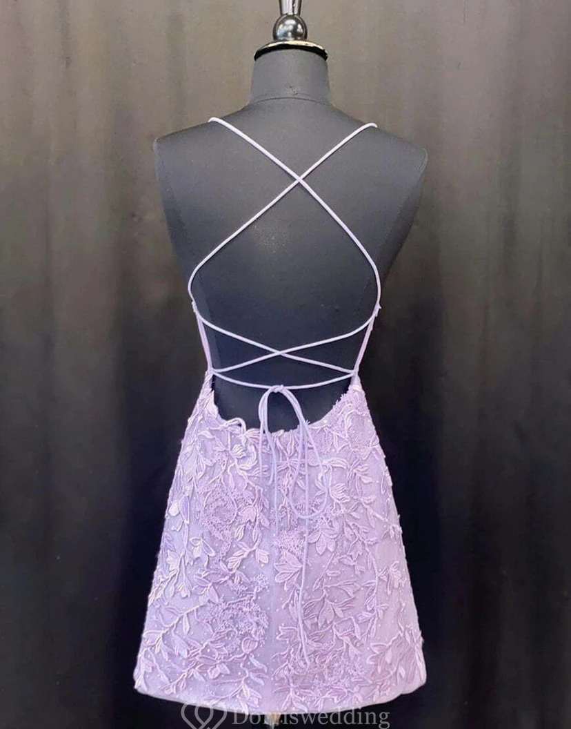 Lilac Floral Appliqué Mini Dress view 14