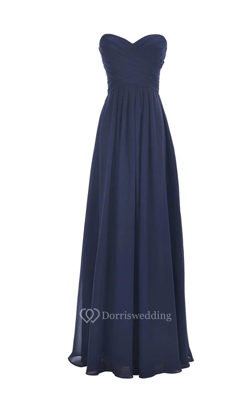 Sweetheart Criss-cross Chiffon A-line Dress With Lace-up Back view 9