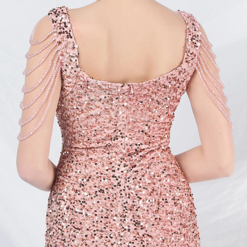Ladies And Celebrities Formal Occasions Velvet-Bottomed Hand-Beaded Long Evening Dress view 7