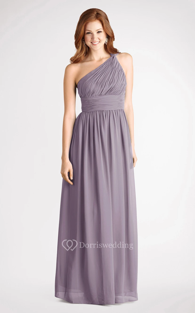 Long-Chiffon Modern One-Shoulder Dress With Ruching view 13