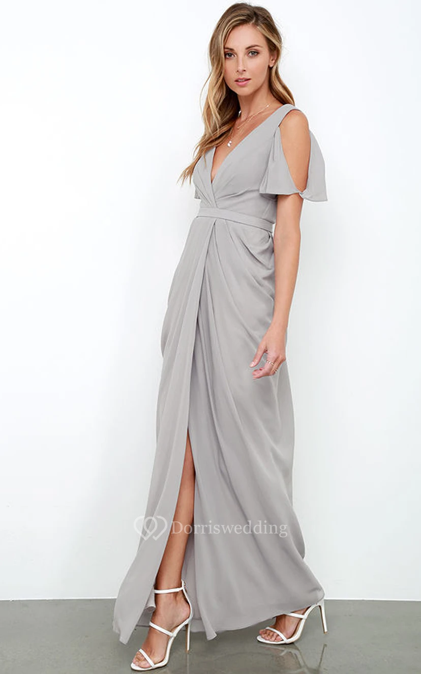 V-Neck Chic Sheath With Front Split view 2