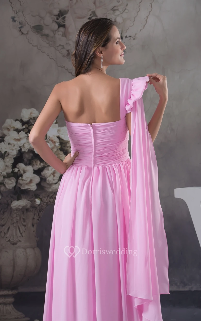 Pastel Chiffon Asymmetrical Pleats and Dress With Ruching view 6
