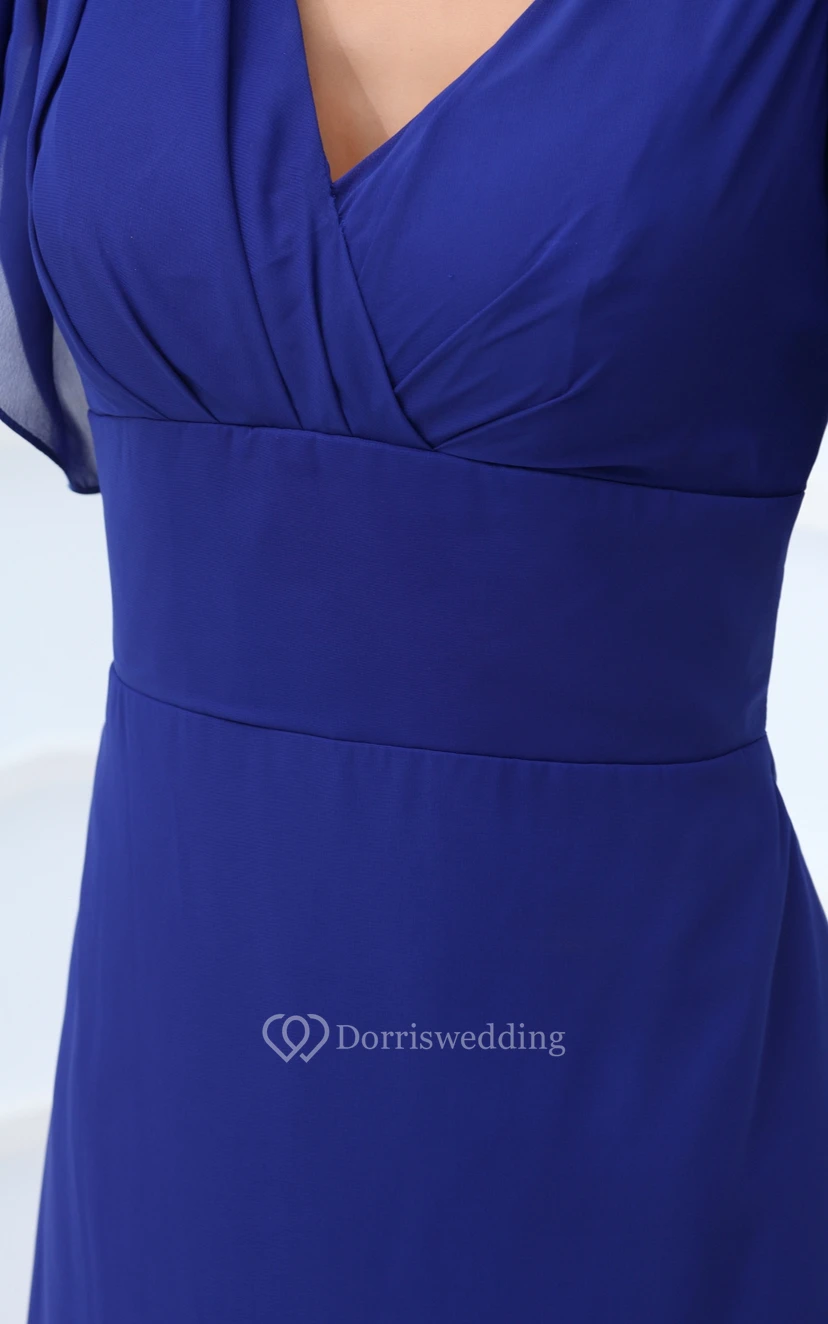 Chiffonkleid in Bodenlänge mit V-Ausschnitt und Glockenärmeln view 5