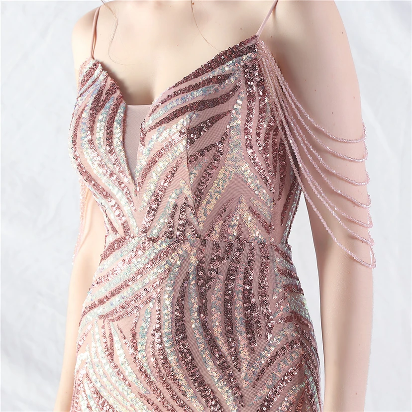 Layered Beads Spliced ​​Mesh High-End Evening Dress view 82