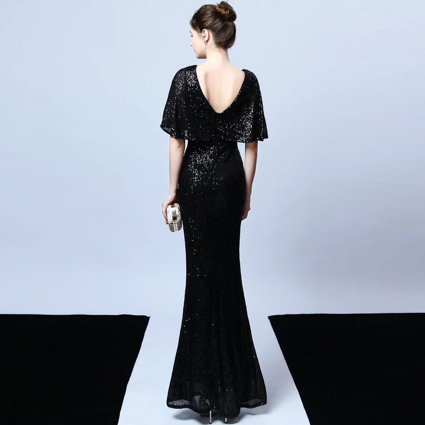 Elegantes Abendkleid mit Polyestergarn, Quasten, Pailletten und Fischschwanzsaum für Damen im Herbst view 18