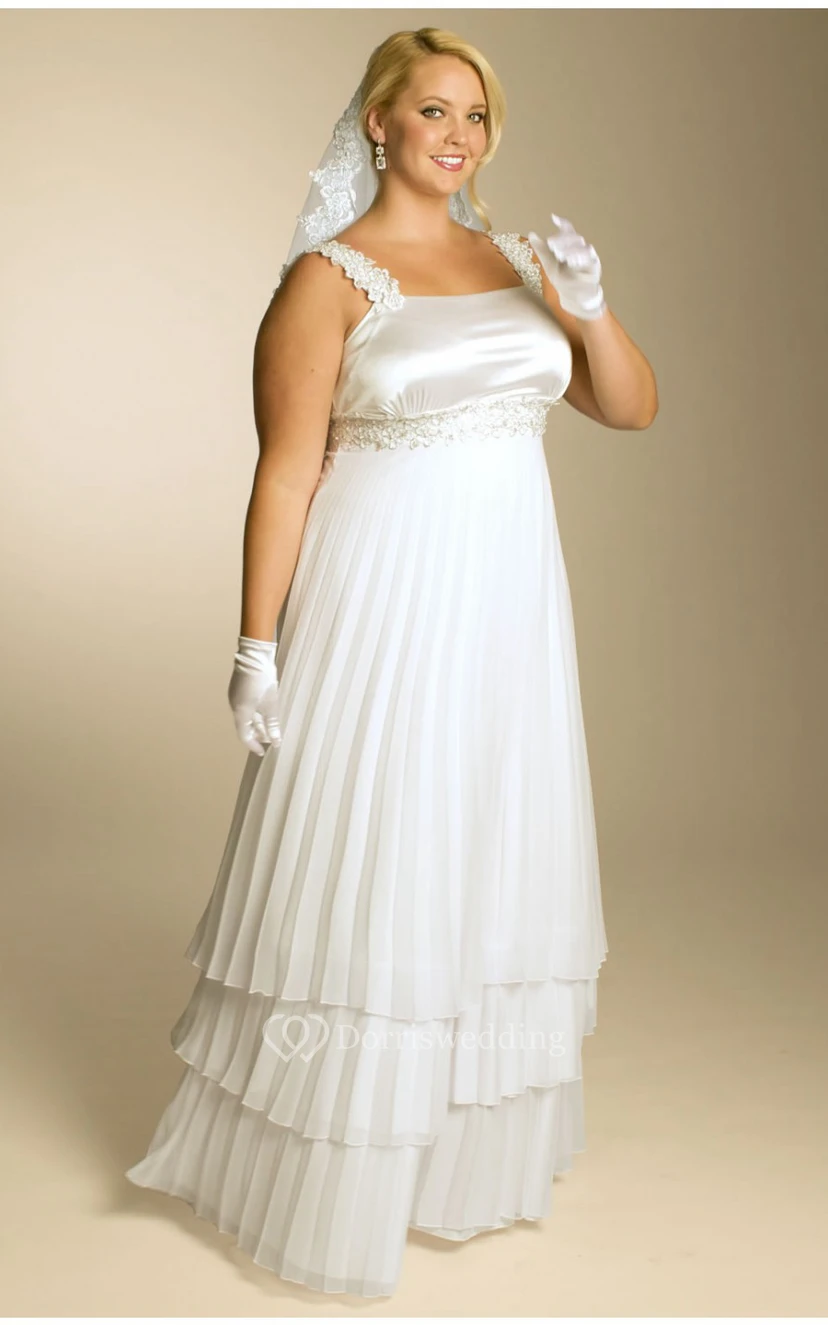A-line Empire Tiered Dress With Waist Jewellery And Pleats view 3