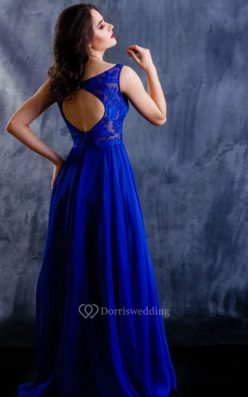 Modern Floor-length Sleeveless Chiffon A Line Evening Dress with Appliques view 2