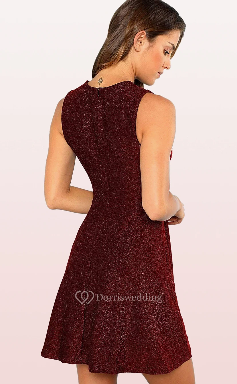 Sequins Short A Line Sleeveless Simple Homecoming Dress view 2