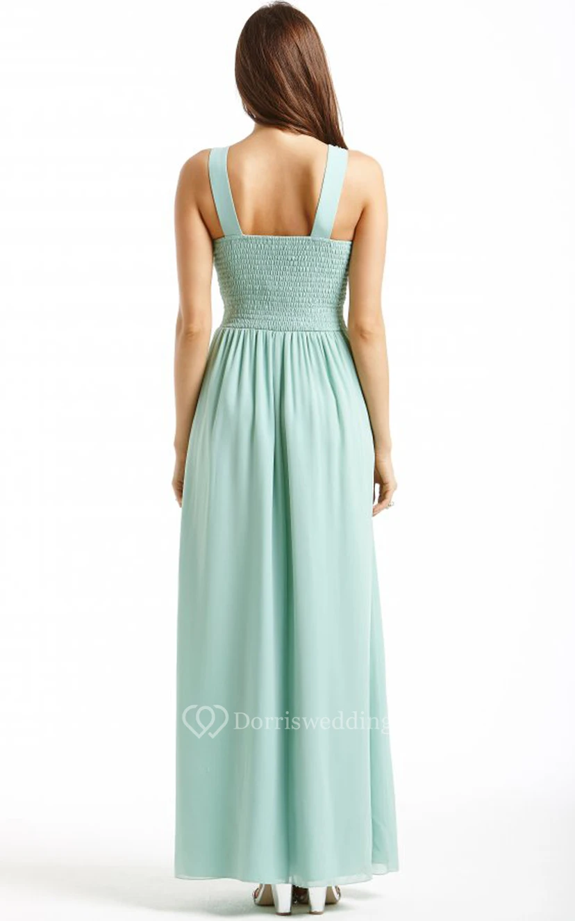 Scoop Neckline Modest A-Line Gown With Squared Back view 8