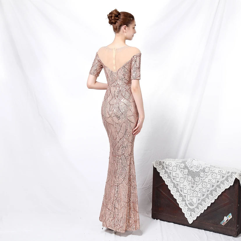 Elegantes, langärmeliges Paillettenkleid im Meerjungfrauenstil mit Meerjungfrauenschnitt – ein echter Hingucker! view 24