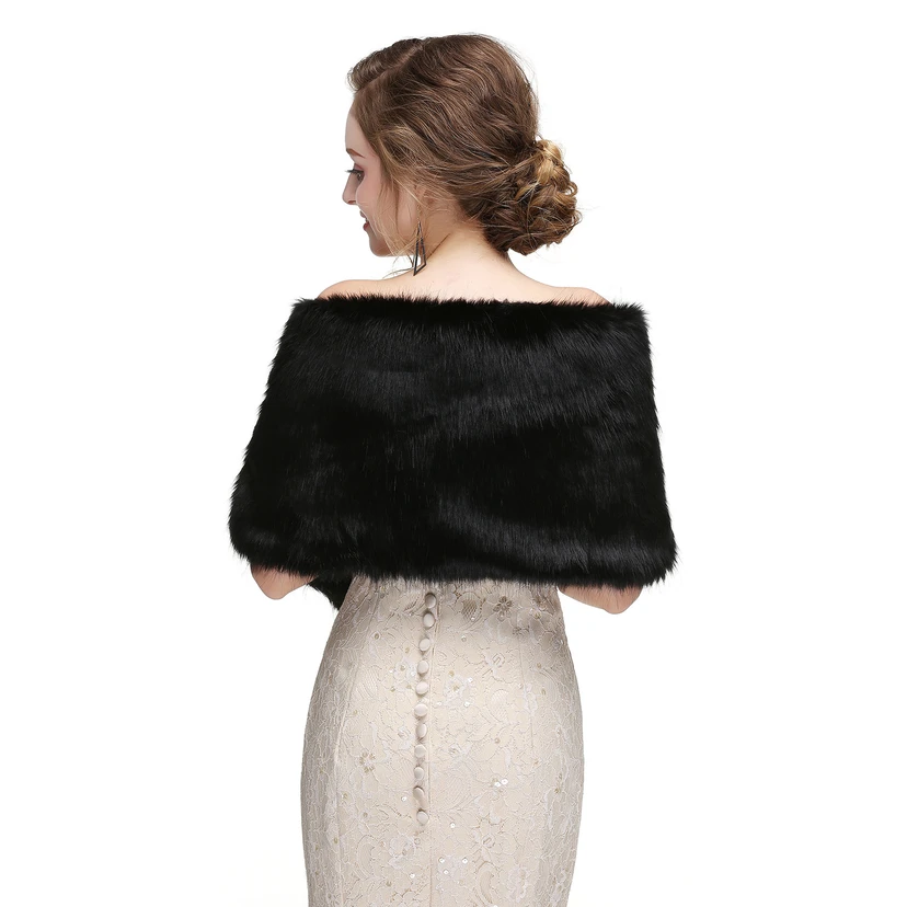 Bridal Winter Warm Wool Cape Fur Wedding Dress Fox Fur Waistcoat view 3