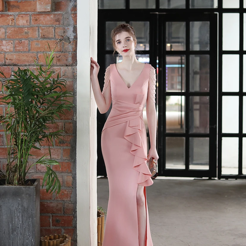 Toast Dress Bride Long Sling Thank-You Banquet Slim Fishtail Skirt Wedding Car Model Exhibition Dress view 6