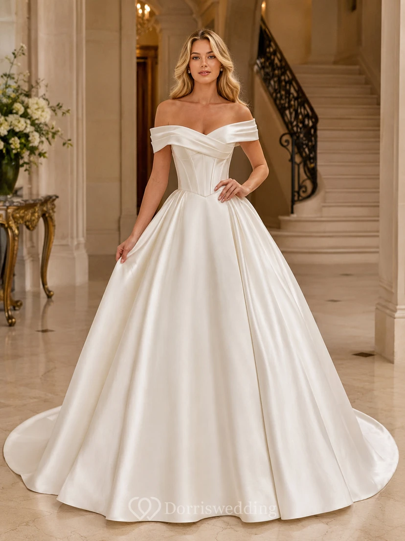 Brautkleid aus Satin im Meerjungfrauenstil, trägerlos, mit Schleppe