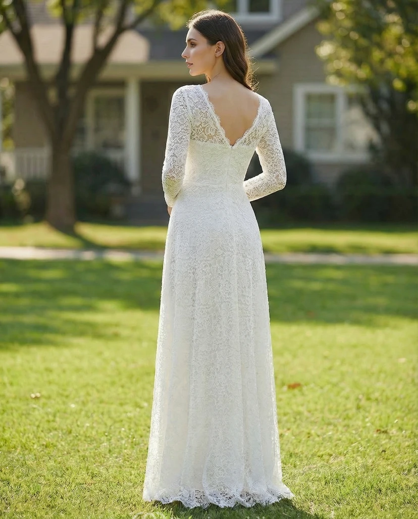 Spitzenkleid in A-Linie in Übergröße mit abnehmbaren Ärmeln view 2