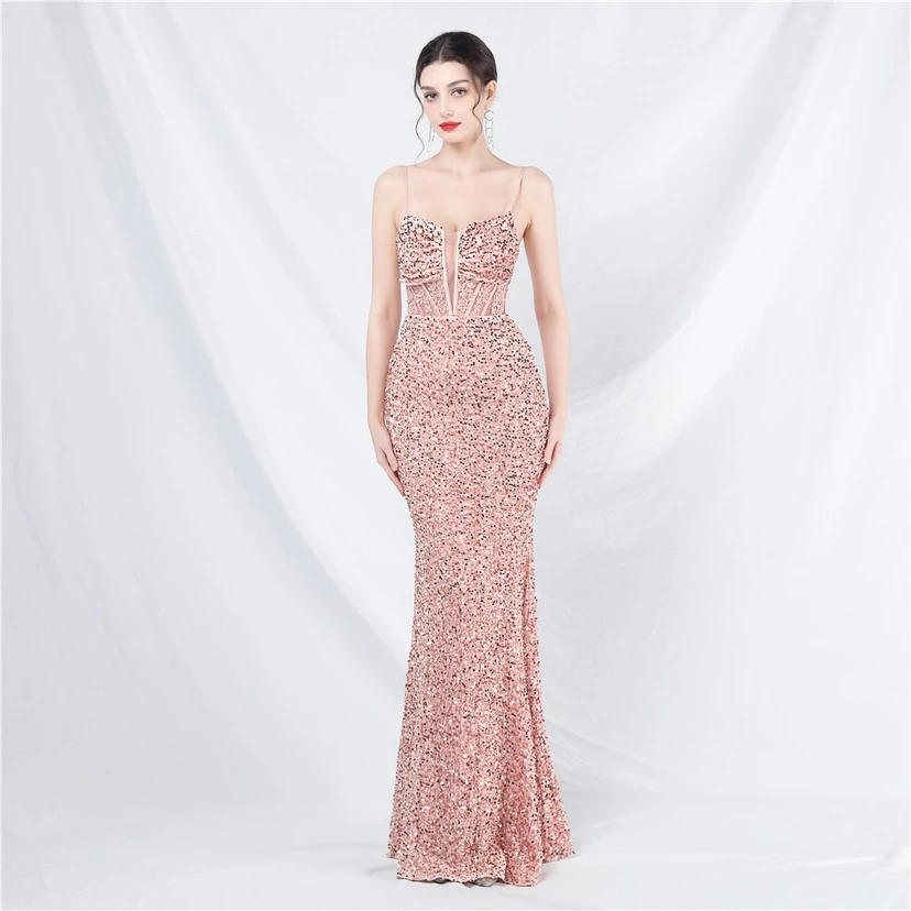 Vestido de noche pesado, estilo palacio, chaleco con diseño de espina de pescado, cintura con bordado de diamantes, flores, hombros descubiertos y tirantes. Vestido de alta gama. view 9